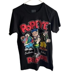 Popeye X‎ Reason Brand Black Graphic T-Shirt Adult Size small